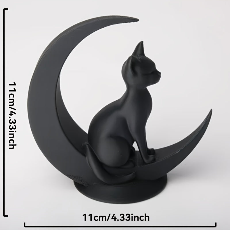 TEMU 1pc 3d Printed Minimalist Moon Cat Sculpture - Silent Sitting Cat On , Decor, Desk Ornament, Holiday Gift, Garden Decoration, Birthday Present,