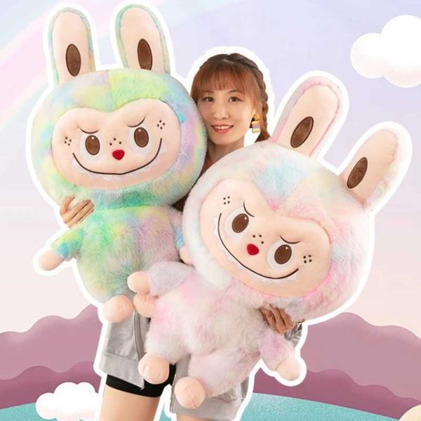 Plush Dolls 100cm Super Large Size Tie Stained Labubu Stuffed Plush Girl Soft Fleece Doll with Soothing Childrens Birthday Doll Sleeping J24