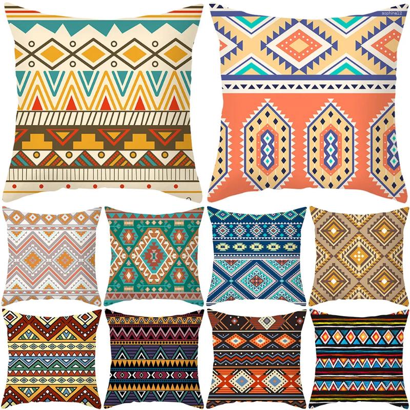 Pillow Bohemia Style Indoor Decorative Cover 18x18 Inch Colorful Stripes Pillowcase Geometric Printed For Couch