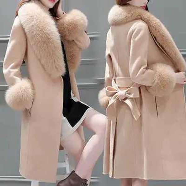 Woolen coat winter coat women Korean version of the self-cultivation large fur collar jackets Wool-Coat Jacket ParkaX241009