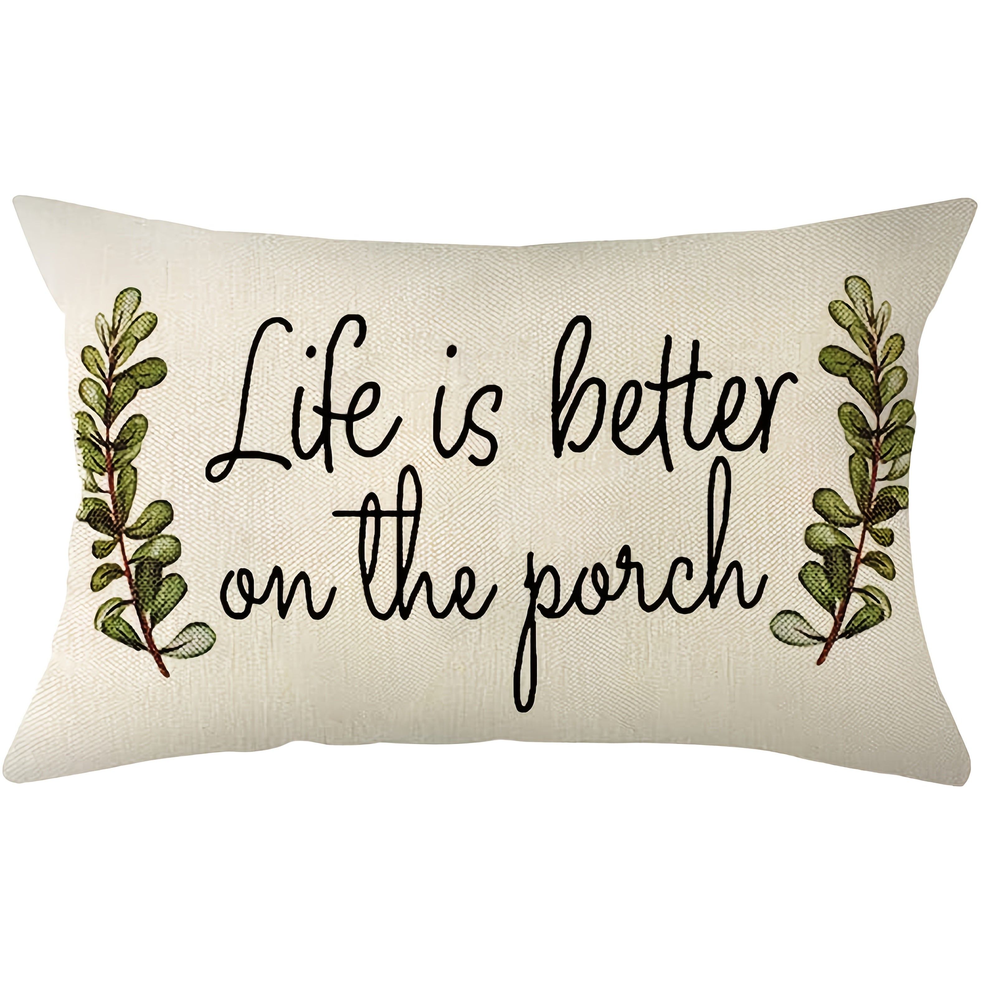 TEMU 1pc Linen Spring Throw Pillow Cover, " On " Quote, Contemporary Farmhouse , Machine Washable, Zipper Closure, Woven Decorative Pillowcase For