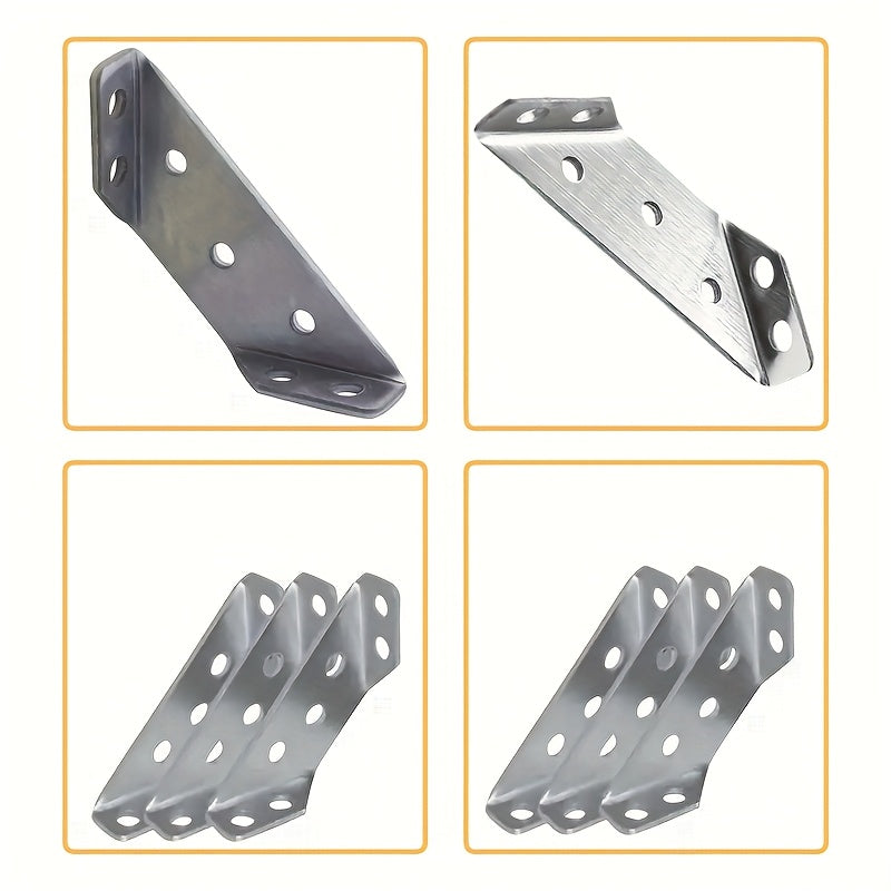 TEMU 10pcs Heavy Duty 304 Stainless Steel Corner Brackets - Rustproof Metal Angle Supports For Shelves, Cabinets & Furniture, Industrial & Home