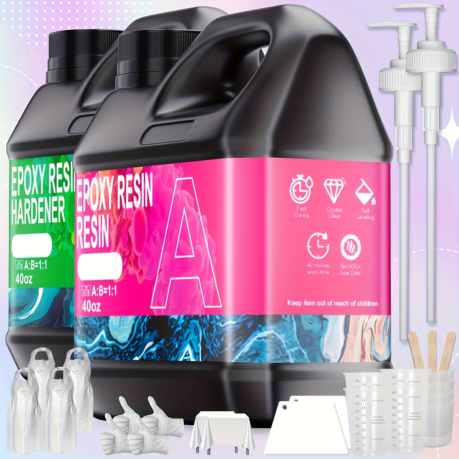 TEMU 80oz & 32oz Epoxy Resin Kit - , No Bubbles & Non-yellowing ! Perfect For River Tables, Bar Tops, Diy Resin Art, Jewelry. 1:1 Mix (2.36l & 0.95l)