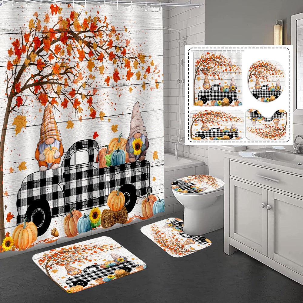 YL-37425 Hot selling shower curtain manufacturer Bomi digital printed polyester shower curtain non-slip mat set