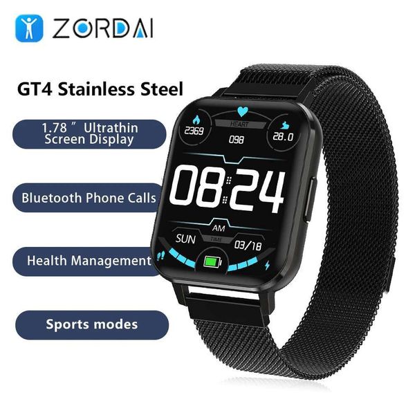 Zordai 2025 DTX For GT4 Smartwatch Sports Heart Rate Sleep Monitor Steel Strap IP67 Waterproof Smart Watch Men Fiess Tracker