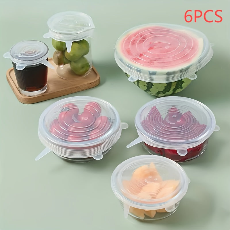 TEMU 6 Retractable Silicone Food Storage Lids, Reusable For Bowls And Containers, Dishwasher And Refrigerator Safe, Bpa-free Kitchen Accessories,