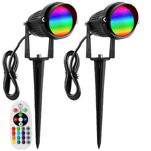Low voltage LED landscape lighting RGB warm white with remote control 10W waterproof outdoor spotlight X241102