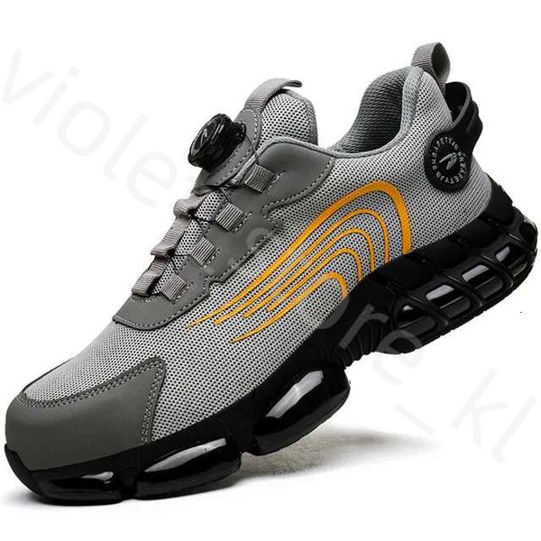 Rotating Button New Safety Shoes Men Anti-Smash Anti-Puncture Work Shoes Fashion Men Sport Shoes Security Protective Boots Men 284