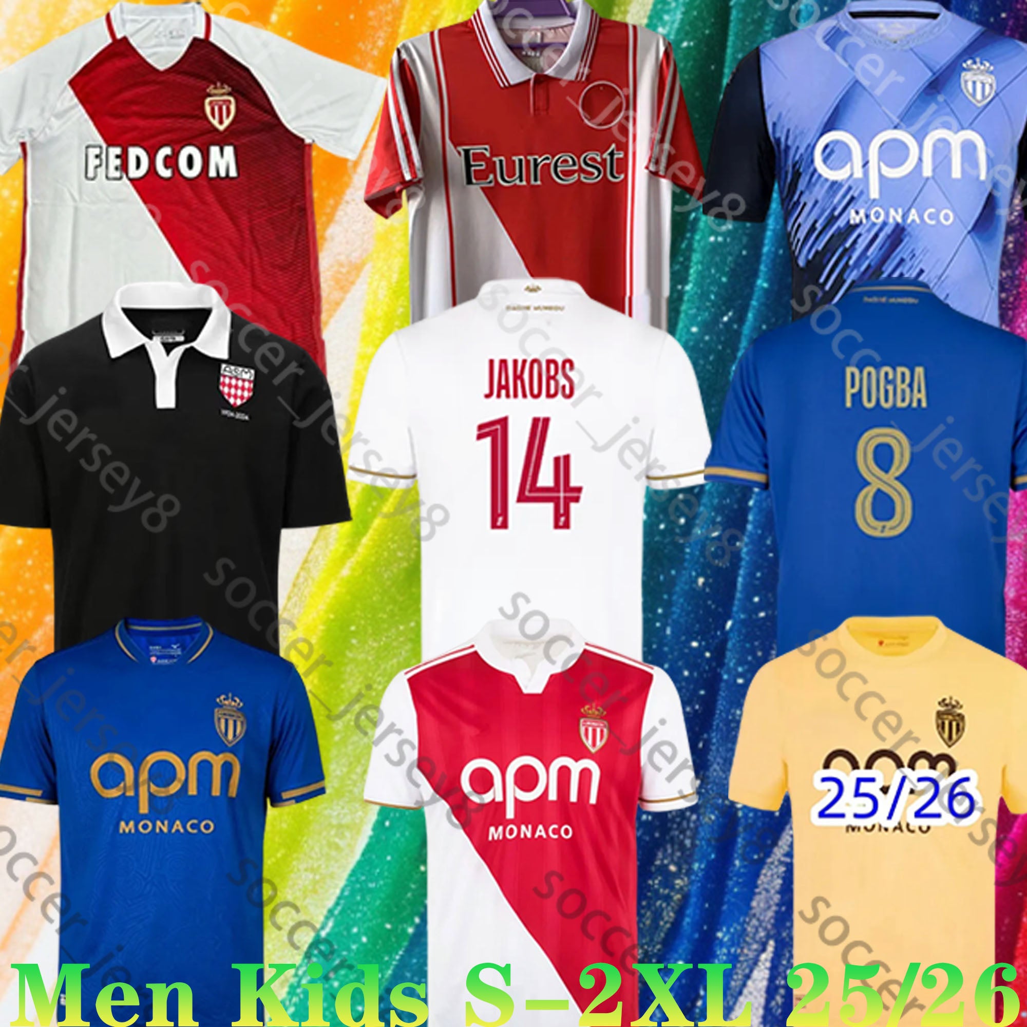 2025 2026 POGBA AS Monaco Soccer Jerseys Retro 97 98 16 17 ANSU FATI Black Centenary MINAMINO GOLOVIN AKLIOUCHE maillot de foot Flocage 25 26 Men Ki