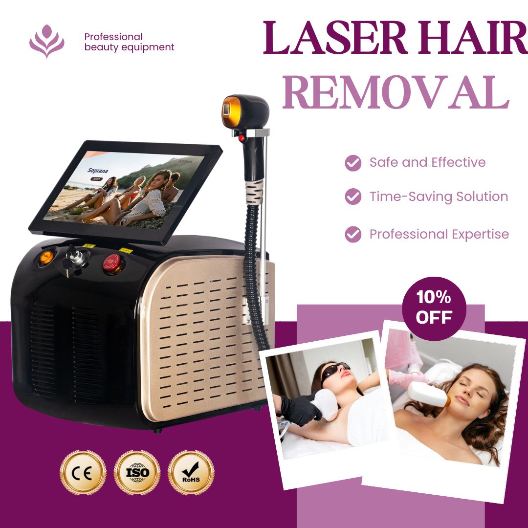 808nm Diode Laser Hair Removal Machine Triple Wavelength Painless Permanent Hair Removal Device Suitable For Beauty Salon Or Personal Use