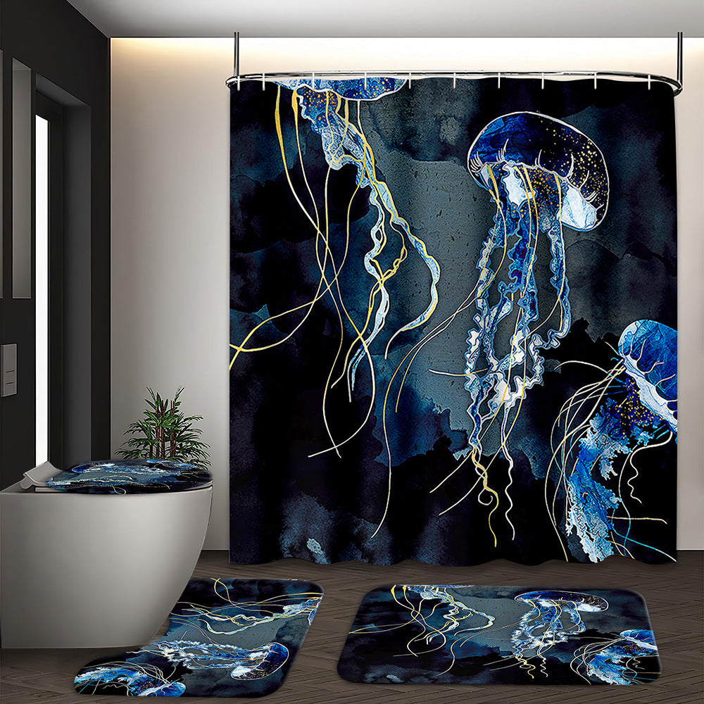 YL-37547 Hot selling digital printed shower curtain animal waterproof, mildew-proof and moisture-proof bathroom dry and wet separation curtain