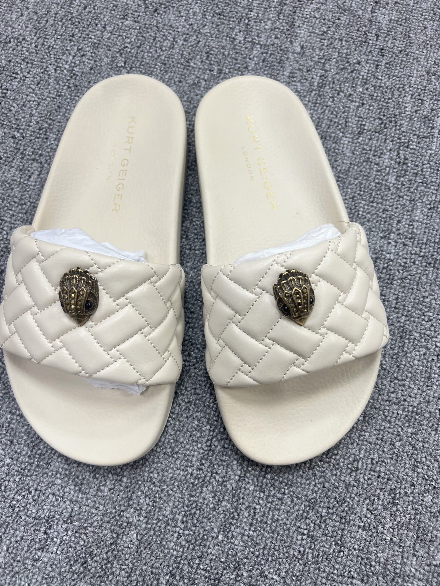 Kurts Gegiers Slides Womens London Designer Kensingtons Sandals Arch Support Kurts Eaglehead Flip Flops Slippers Full Grain Textured Rubber Flats Be