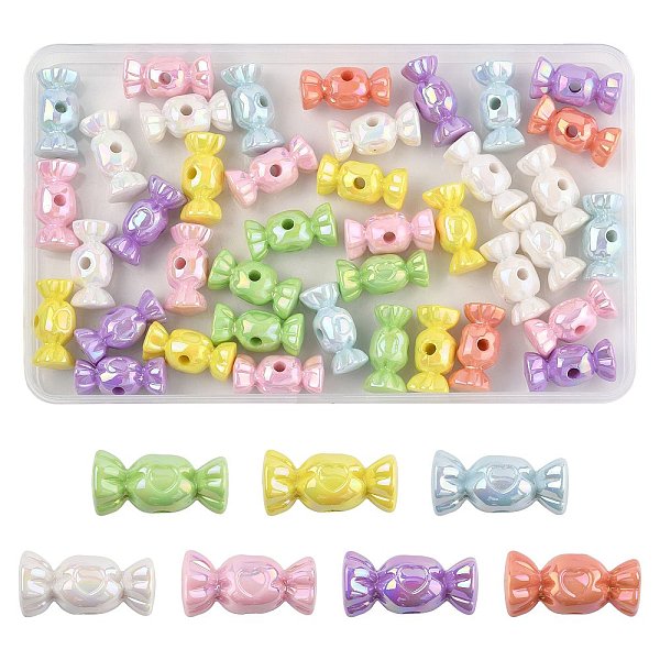 40pcs perles acryliques opaques de placage uv
