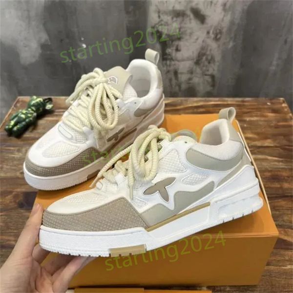 Fashion Skate Shoes Men Designer Running Shoe Chunky Platform Defender Shoe Fashion Embossed Rubber Genuine Leather Sneakers shoes Tenis Cas