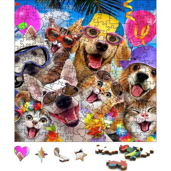 Wooden Beach Party Selfie Jigsaw Puzzle Festival Gift Toys For Adults Animal Wood Puzzles Holiday Gift Puzzle Toy For ChildrenM240817