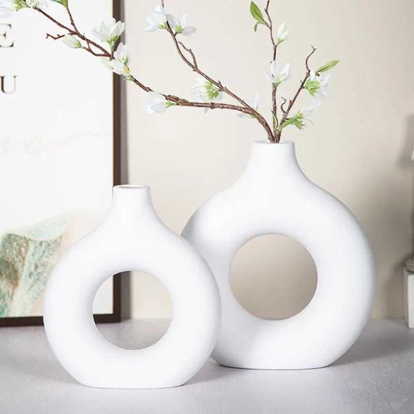 Home illustration imitates ceramic vase retro round pure white vase home desktop decoration decorative multifunctional gift W240828