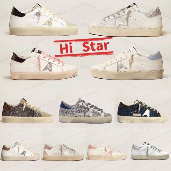 Designer Fashion Italy Hi Star Sneakers Thick bottom Shoes Superstar Classic White Do-old Dirty Man Women Casual Shoe blue glitter