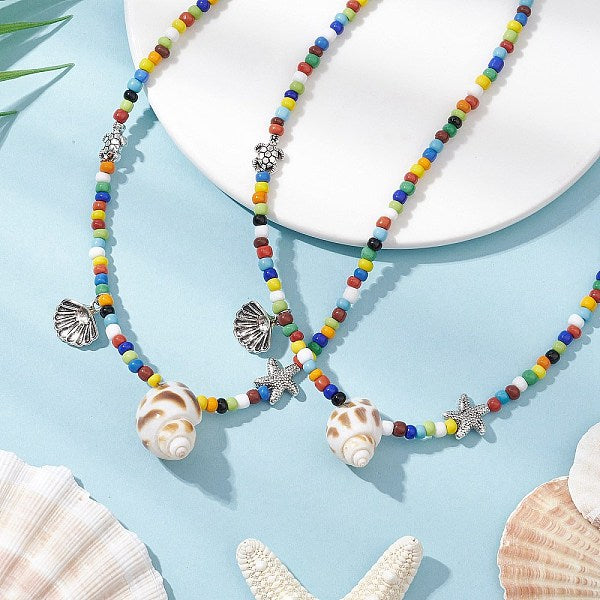 Collares colgantes de concha en espiral natural