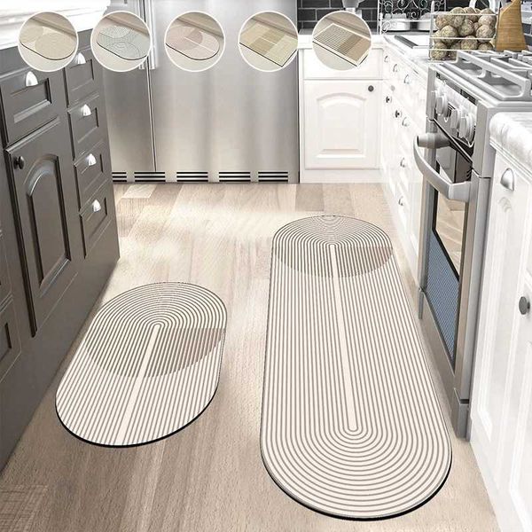Super Absorbent Kitchen Floor Mat Long Diatomite Kitchen Rug Soft Washable Carpets Anti Slip Bathroom Entrance Doormat XJ241101