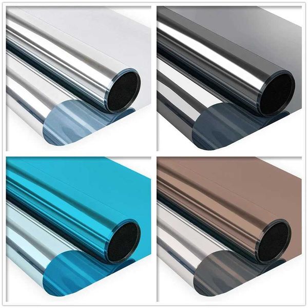 One Way Mirror Glass Window Film Silver Reflective Window Tint Self Adhesive Sun Block Window Sticker Anti UV Heat Control Y240810