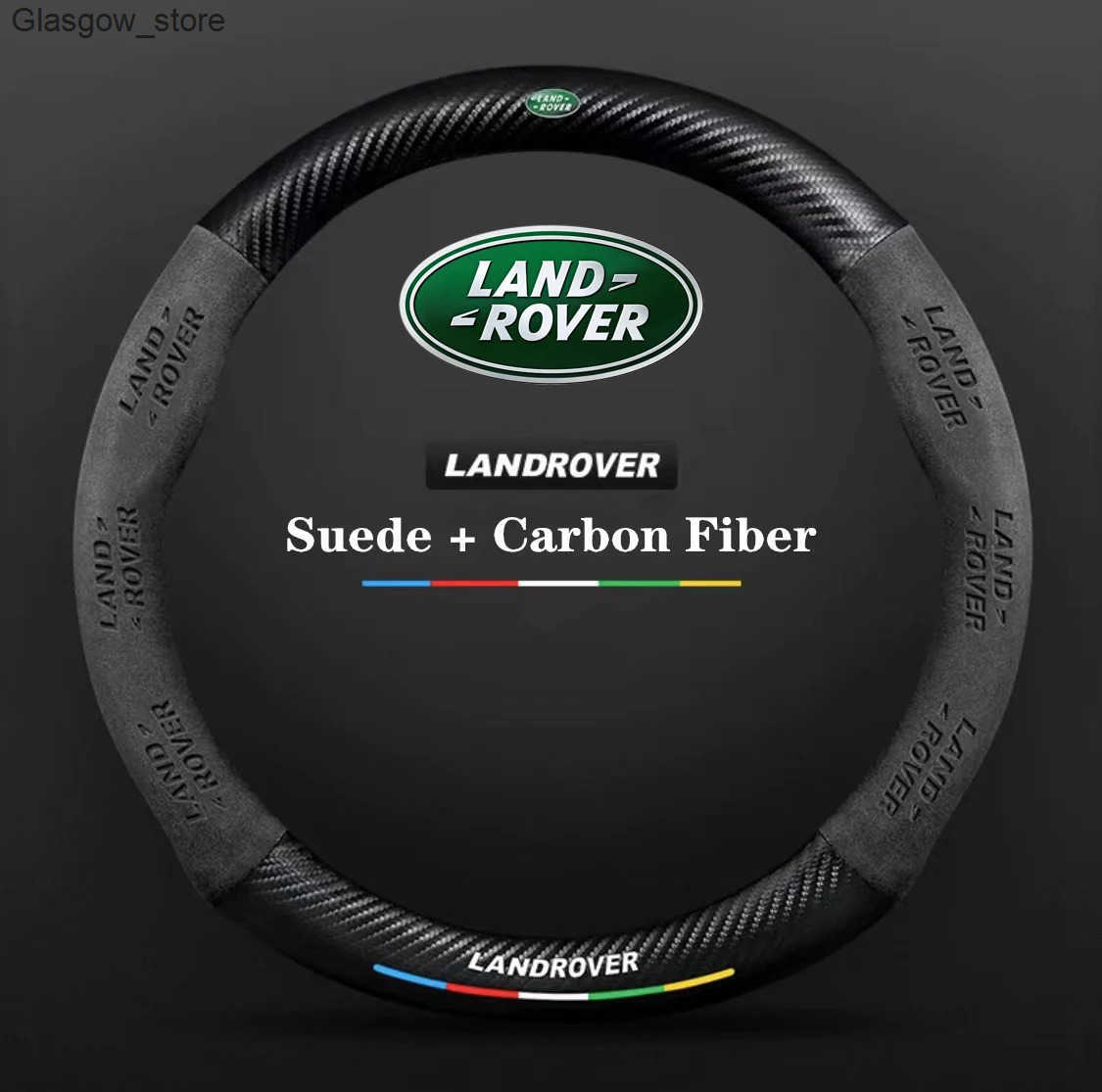 Steering Wheel Covers For Land Rover Range Rover SportDiscovery Evoque Velar Freelander Defender Car Anti-slip Suede Carbon Fiber Steering Wheel Cov