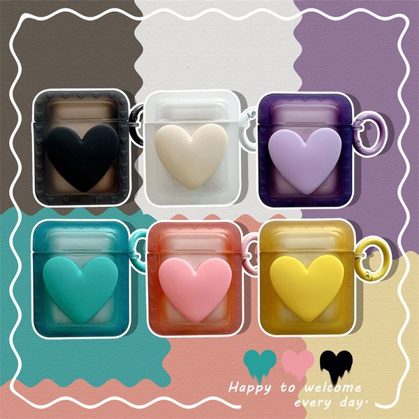 ddmygifts Rainbow colored big heart suitable for Pro1-2-3 Bluetooth wireless headphone cover, cute and creative soft A