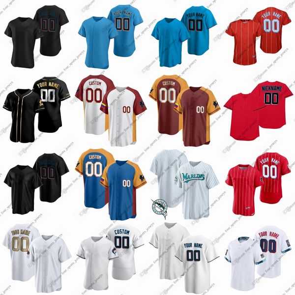 new Custom 2 Jazz Chisholm Jr Baseball Jerseys Avisail Garcia Jesus Sanchez Jesus Luzardo Brian Anderson Sandy Alcantara Cabrera Floro Garre