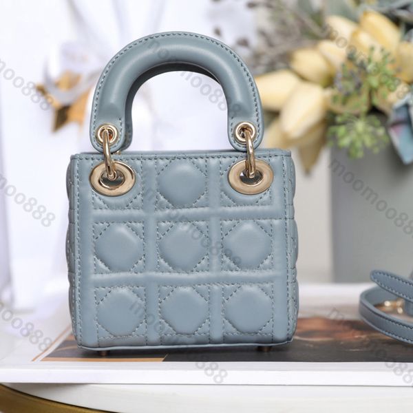 10A Top Tier Mirror Quality Mini Lady Bags Real Leather Lambskin Cannage Quilted Flap Purse Bag Luxury Designer Womens Shoulder Black Strap