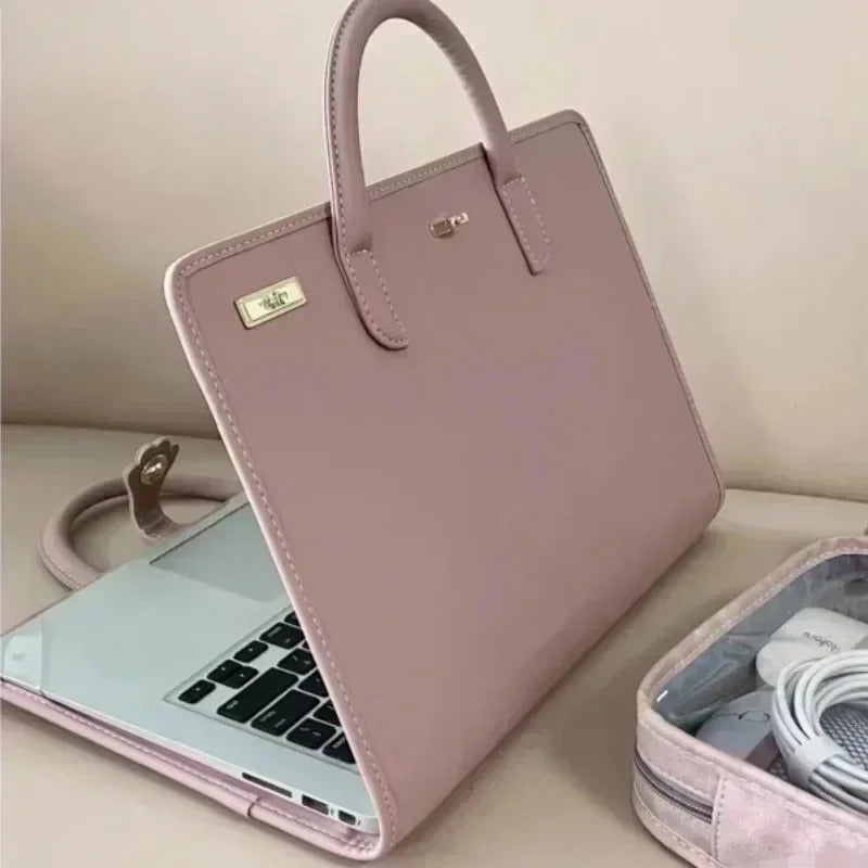 13-16 Inch Fashion PU Laptop Sleeve Pink With Handle Protective Case Breathable Laptop Bag For Xiaomi Notebook Pouch 250208