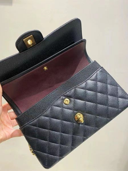 10A Designer bag Mirror quality Jumbo Double Flap Bag Luxury 25CM Real Leather Caviar Lambskin Classic All Black Purse Quilted Handbag Shoul