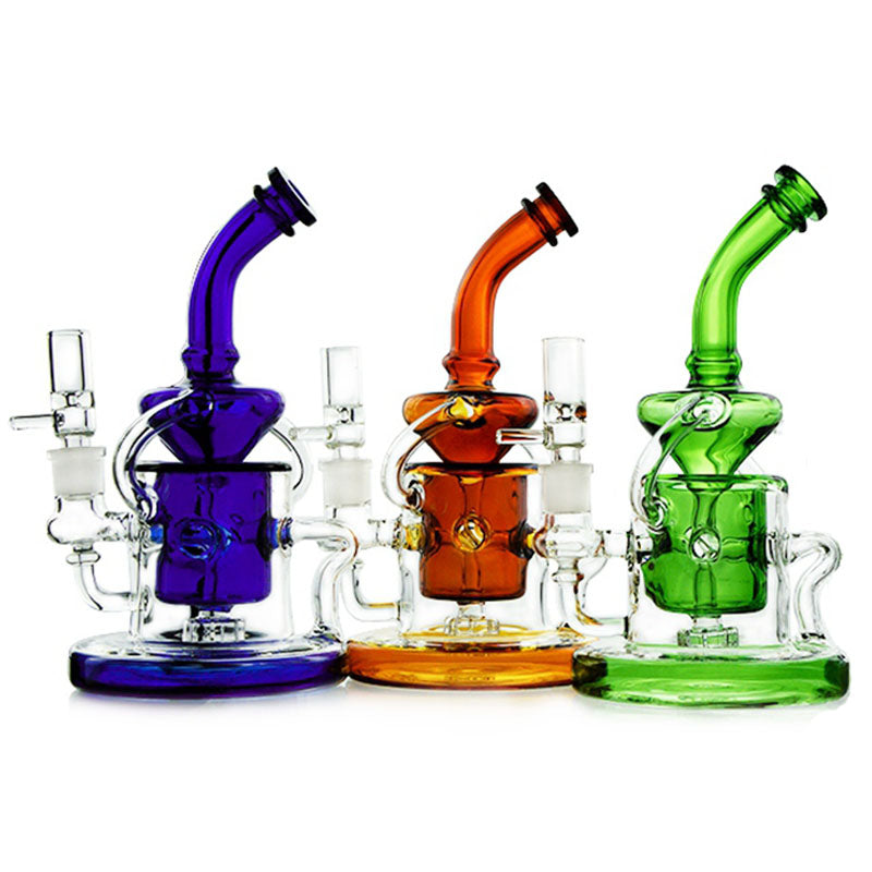 Tornado Klein Recycler Glass Bongs Showerhead Perc Water Pipes Dab Oil Rigs Glass Rig Bent Tube Colorful Bongs WP308