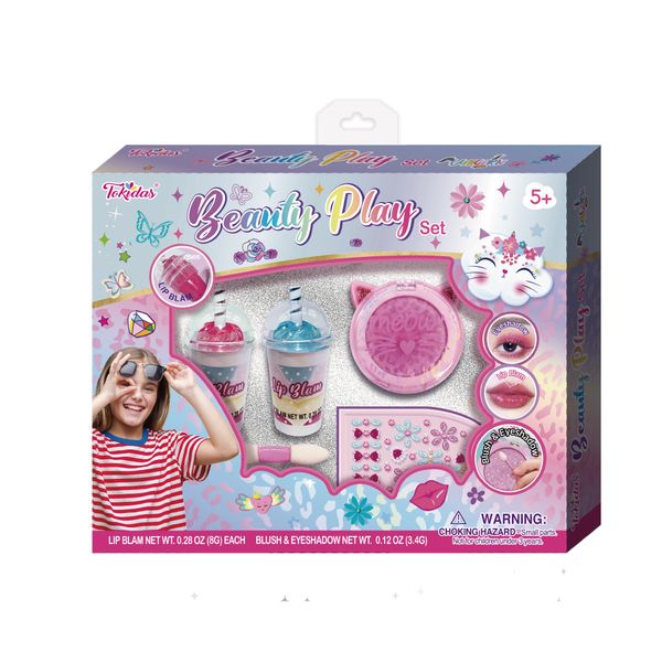 2024 Kids Makeup Set Beauty Play Set Lip Stick Colour Change Lip Stick Eyeshadow Gem Stickers Kids Toys for Birthday Gifts