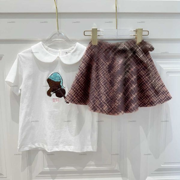 Popular girls dress summer POLO shirt design t-shirt set baby skirt set kids designer clothes Short-sleeved T-shirt and Letter printed skirt