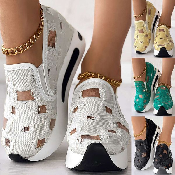 Lace Flats Platform Women Sport Mesh Breathable Sneakers 2024 Summer New Casual Sandals Running Beach Rocking Dance Shoes 3a49f