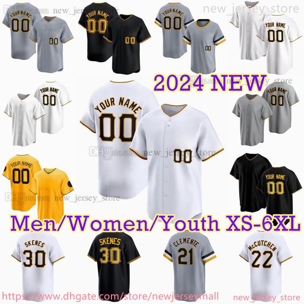 2024 Custom City Connect Baseball Jersey XS 6XL Stitched Jerseys for Paul Skenes Roberto Andrew Clemente McCutchen Carlos Santana Miguel And