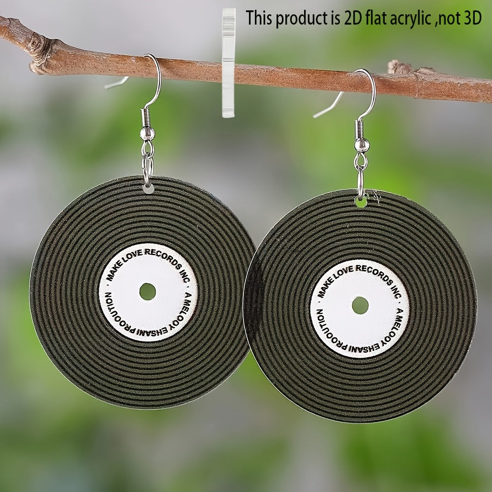 TEMU 2d Flat - 1 Pair Of Chic Black Round Stud Earrings -statement Circle , Iron Posts, Parties & Casual Attire