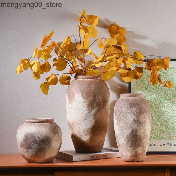 Vases Retro ceramic vase Wabisaibi Home creative decoration natural Ceramic flower Vase Christmas new year valentine Mother day gift J241210
