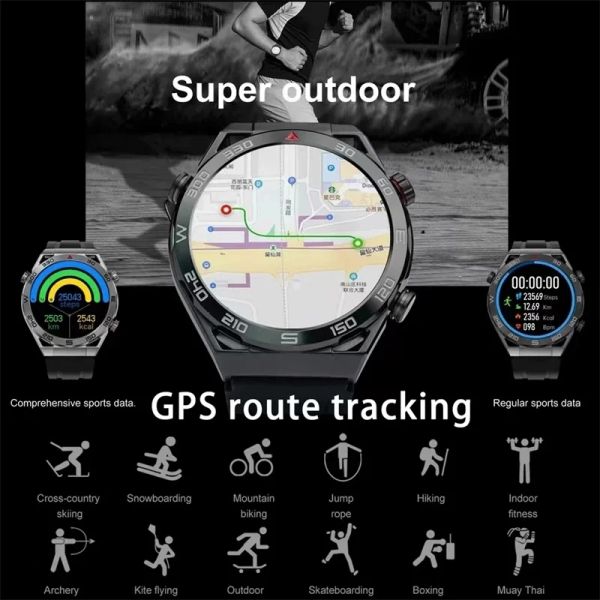 For Huawei Xiaomi NFC Smartwatch Men GPS Tracker AMOLED Screen Heart Rate ECG+PPG Waterproof Bluetooth Call SmartWatch 2024 New