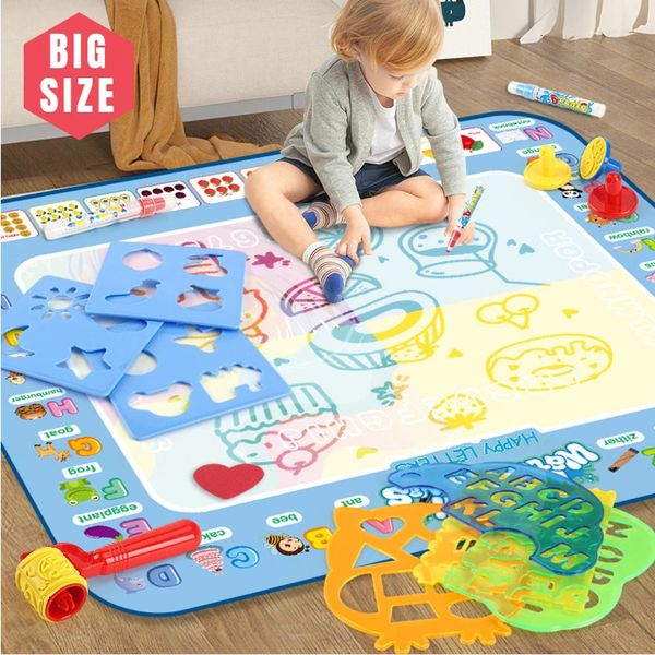 100x80CM Magic Water Drawing Mat Coloring Doodle With Reusable Pens Montessori Painting Board Educational Toys Kids Gifts 241127
