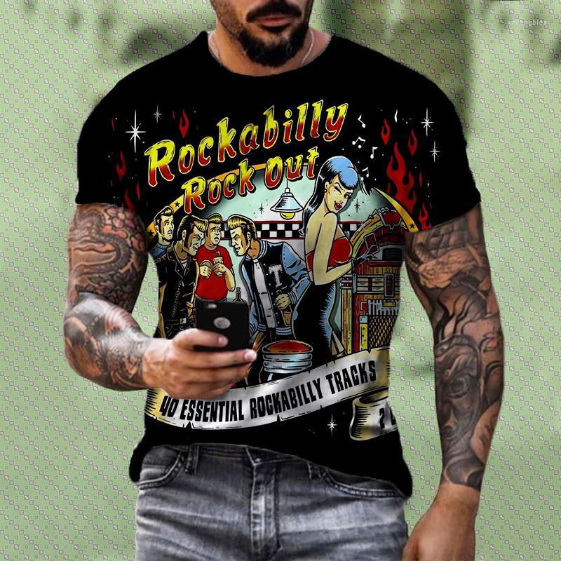 Men&#039;s T Shirts O-neck Casual Top 3D Printing Rockabilly Men&#039;s T-shirt Summer Creative Breathable Fitness Street Oversized Me