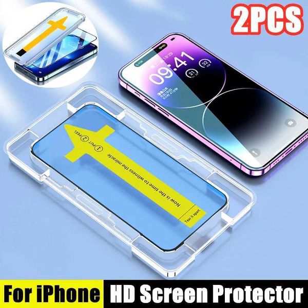 Cell Phone Screen Protectors 2pcs Install Tool Accessories Tempered Glass For iPhone 14 13 12 11 Pro Max 11Mini 12Mini XS XR X 8 plus Screen