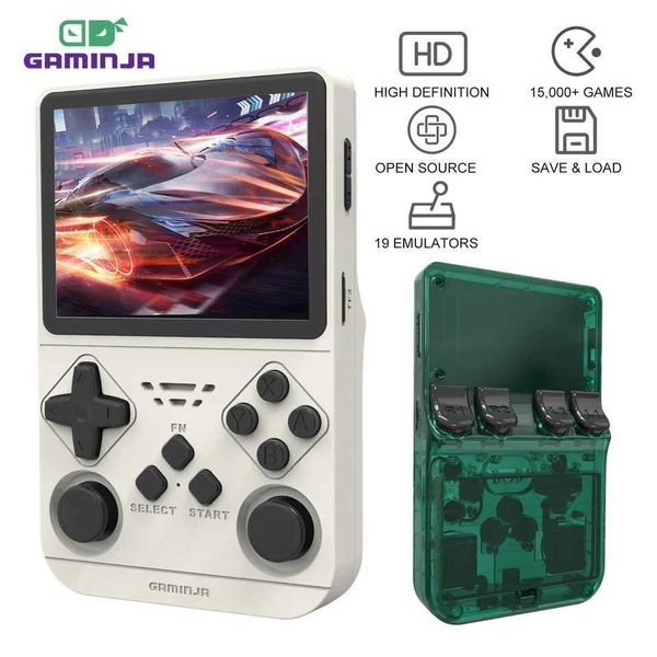 GAMINJA New Open Source Retro Handheld Video Game Console Buit in 64GB Card Emator for PS1-PSP-DC-N64-SS 3.5 Inch IPS SnC250212