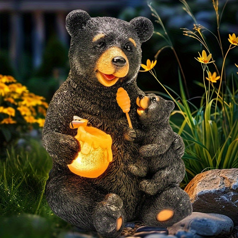 TEMU Rustic Resin Bear Sculpture, Mini Bear Family, Desktop Decor And Outdoor Garden Display, Durable Decor Animal Ornament For Backyard, Lawn, Porch