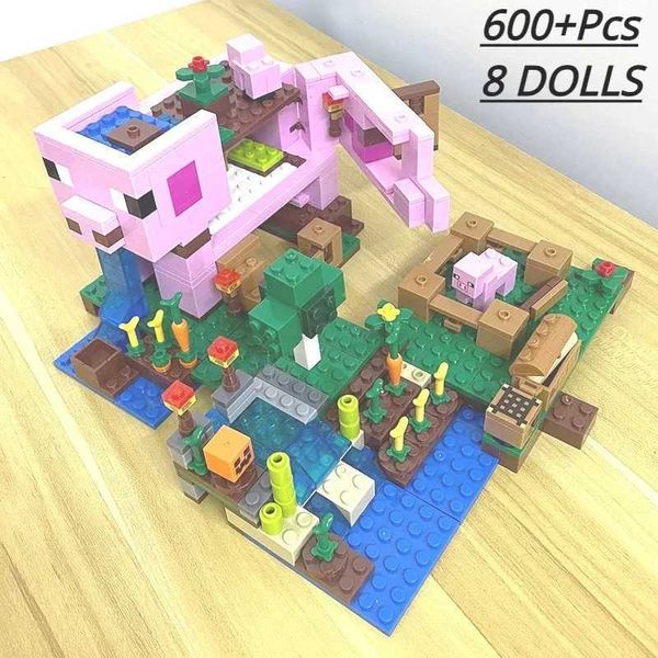 2-in-1 Farm Village and Pig House Model Building Blocks Toy Christmas Gift X241218