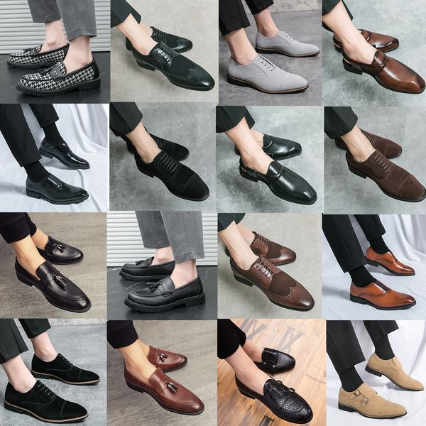 Brand Designer Party Business Moccasin Formal Shoes Suede Patchwork Brogues High Quality Office Breathable Loafers Size 38-46