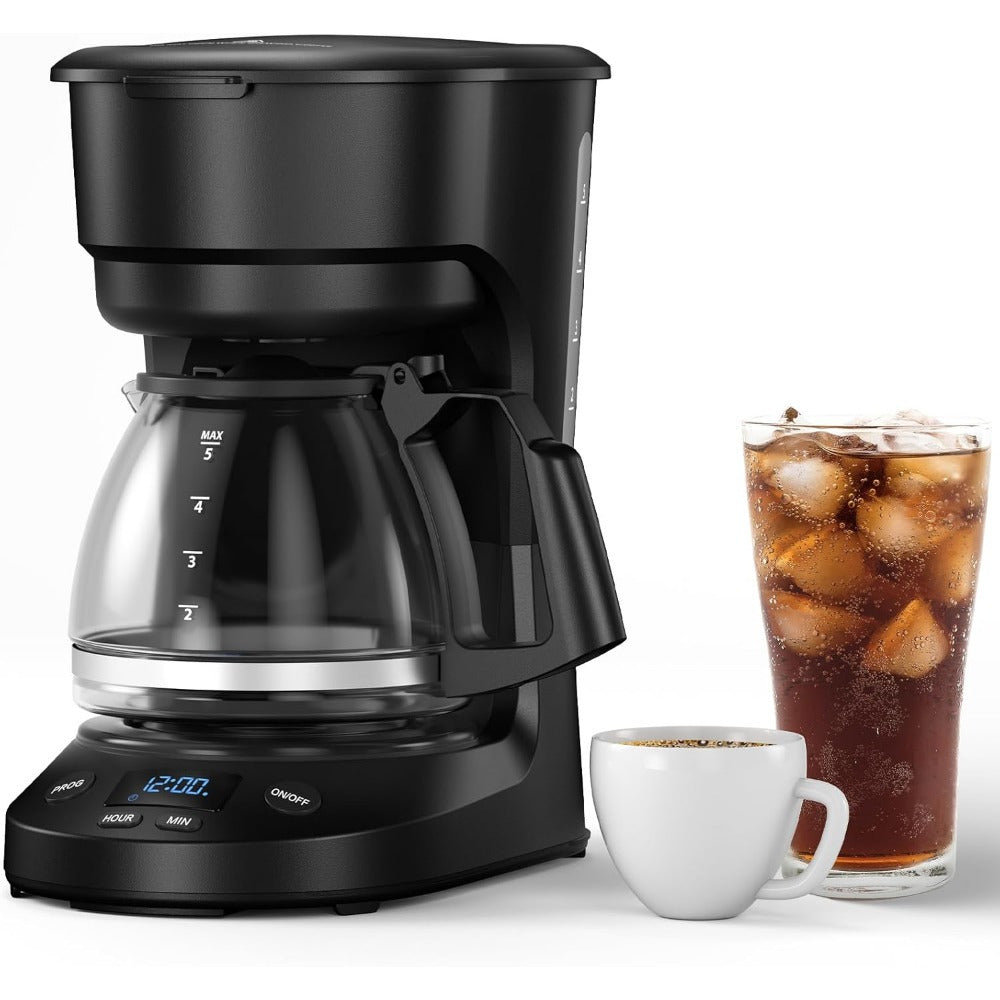 TEMU Black Drip Coffee Maker With Timer, 2-hour & Auto Shut-off, Drip-free Carafe, Easy-to-use Controls, Includes Measurement For Accurate Brewing,