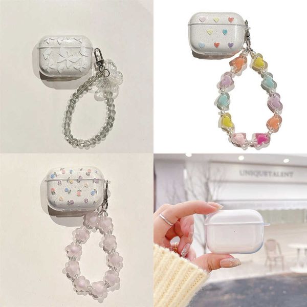 Earphone Accessories Crystal Butterfly Pendant Love Flower Bead Bracelet for airpods 1-2-3 Soft TPU case For Airpods Pro 2nd Earphone Cover