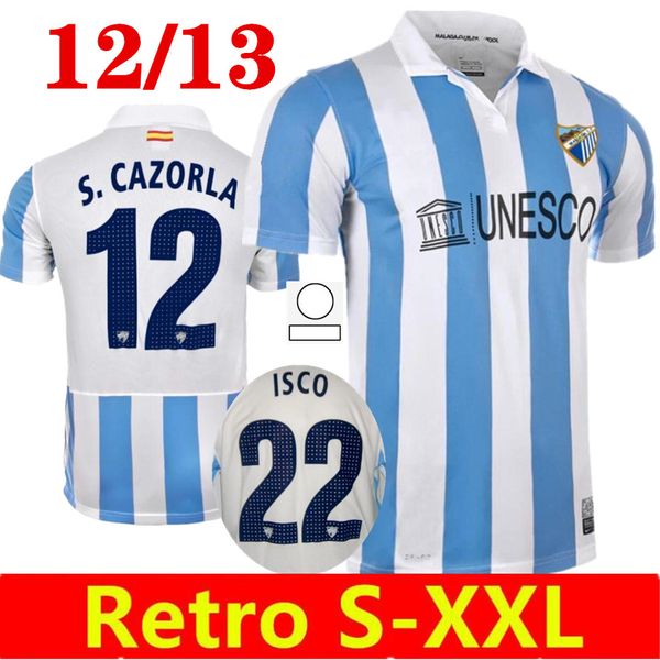 2012 2013 Retro SOCCER JERSEYS CAMISETA MALAGA CF HOME 12 13 Camiseta de futbol #22 ISCO #12 S. CAZORLA MEN football shirts