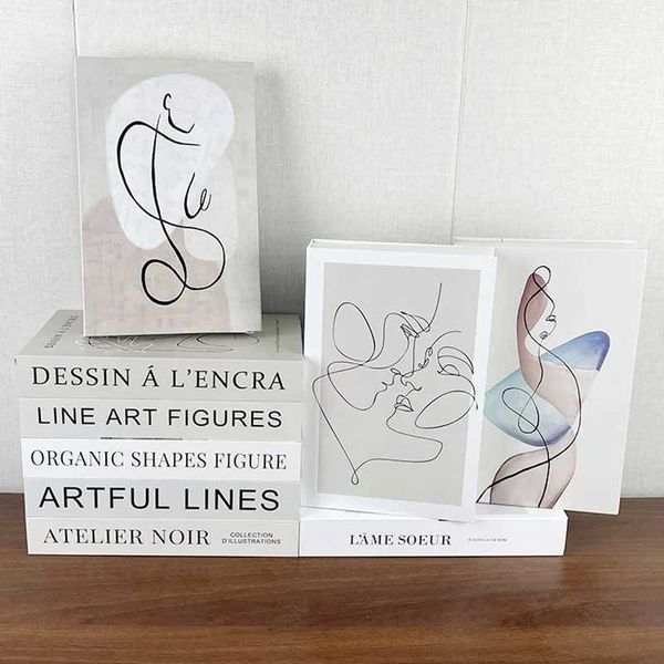 Decorative Objects Figurines Fashionable luxury perfume fake book decoration abstract line simulation book storage box coffee table villa ho