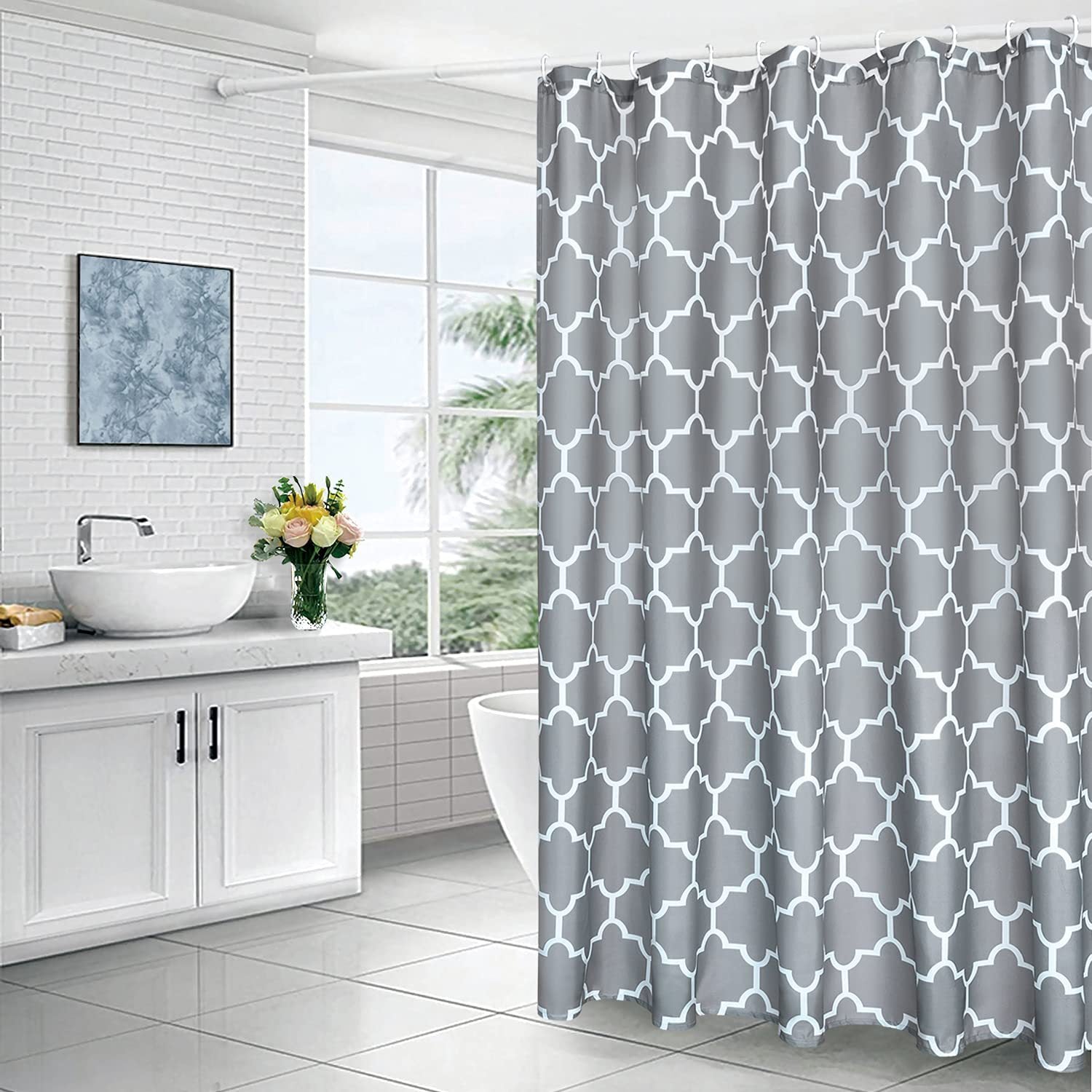 YL-36962 Manufacturers Spot Digital Printed Fabric Shower Curtain Waterproof Thickened Bathroom Partition Curtain with Hook